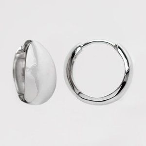 Local Eclectic Solid White Gold Chunky Huggie Hoops